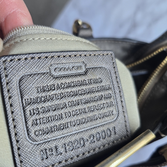 Coach Saffiano Leather Mini North South Crossbody Tote In Metalic Bronze - Picture 4 of 10